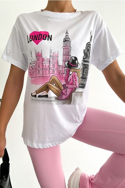 FEMELLE Women's White Crew Neck Sequin Detailed T-Shirt