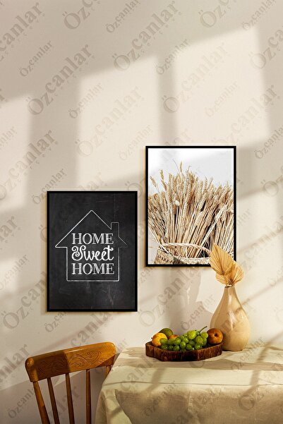 ÖZCANLAR ÇERÇEVE Home Sweet Home Temalı Çerçevesiz Çerçeve Görünümlü 2 Parça ...