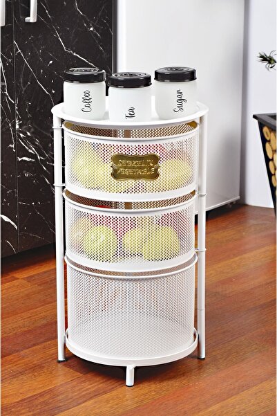 Genel Markalar 3 Katlı Metal Açılır Kapanır Paslanmaz Sebzelik