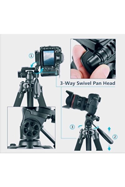 Dymax Cep Telefonları Için Bluetooth Kumandalı Ve Taşıma Çantalı 175cm Tripot Profesyonel 175cm Tripod