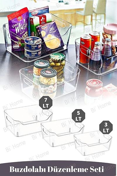 BOZHOUSE 3 Pieces New Clear Refrigerator & Cabinet Organizer Set (3LT-5LT-7LT)