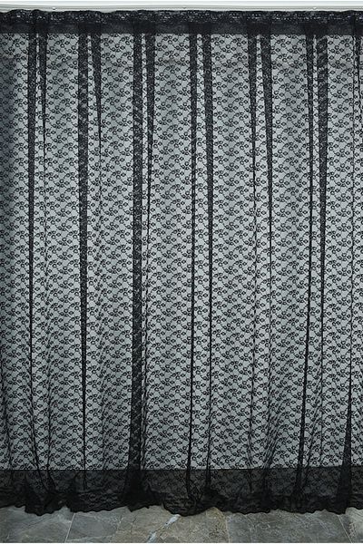 AKÇA TEKSTİL Flower Black Color Single Wing Ready-made Planted Pleated Background Curtain 300*260 Cm
