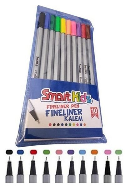 Modellino 10-Piece Fineliner 04mm Tip Globox Smart Kids Felt Tip Colored PVC Pen Set
