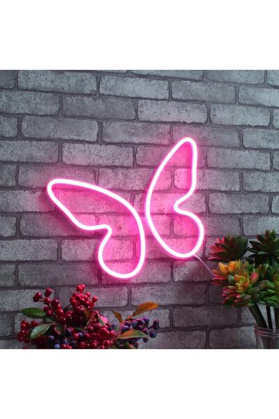 tabellam Kelebek Neon Led Işıklı Dekoratif Duvar Aydınlatması