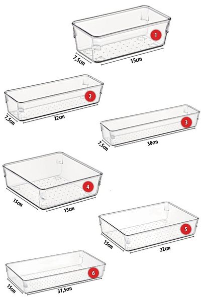 AKTURK HOME 6-Piece Modular Cosmetic Jewelry Makeup Organizer - Drawer Organizer Bathroom Kitchen Organizer