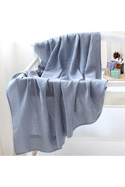 Tinybabyconcept Soft Organic 100% Cotton Single Layer Muslin Swaddle Wrap Baby Blanket Blue Color 110x110 Cm