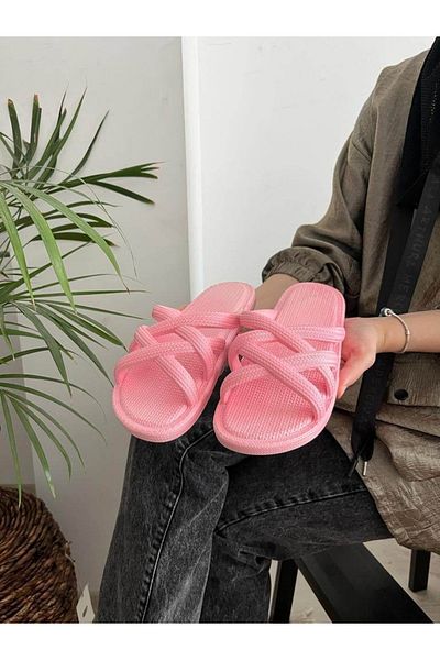 Behtah Kundura Knitted Straw Look Non-Slip Sole Soft Flexible Slippers Beach Sea Pool Daily Slippers