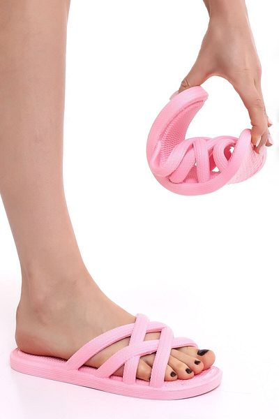 Behtah Kundura Knitted Straw Look Non-Slip Sole Soft Flexible Slippers Beach Sea Pool Daily Slippers