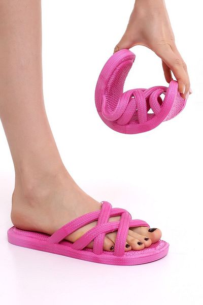Behtah Kundura Knitted Straw Look Non-Slip Sole Soft Flexible Slippers Beach Sea Pool Daily Slippers