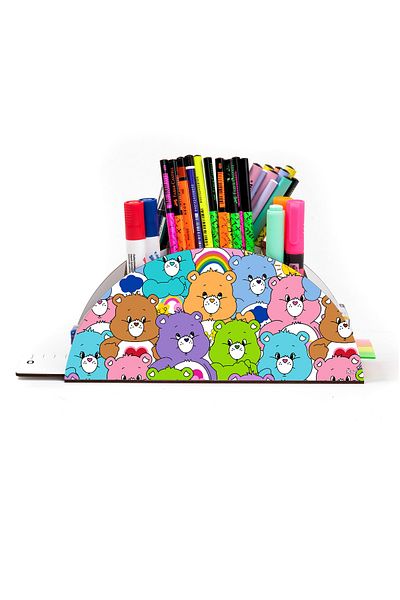 kutuTR Wooden Vip Mini Animals Rainbow Ruled Desktop Pen Holder Organizer with Assembled Box