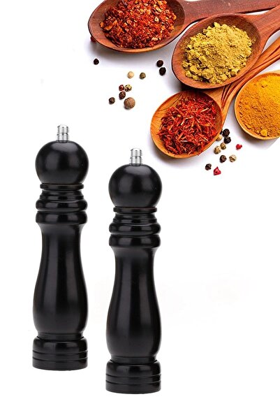 2pcs Black Pepper Salt Coffee Spice Grinder Wood Hand Grinder Salt Shaker Pepper Shaker Black