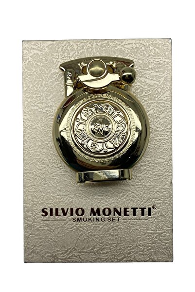 Silvio Monetti Altın Sarısı Yuvarlak Çarklı Kabartma Desenli Benzinli Çakmak 109173