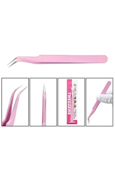 SİNKA Professional Curved Silk Eyelash Tweezers Gold