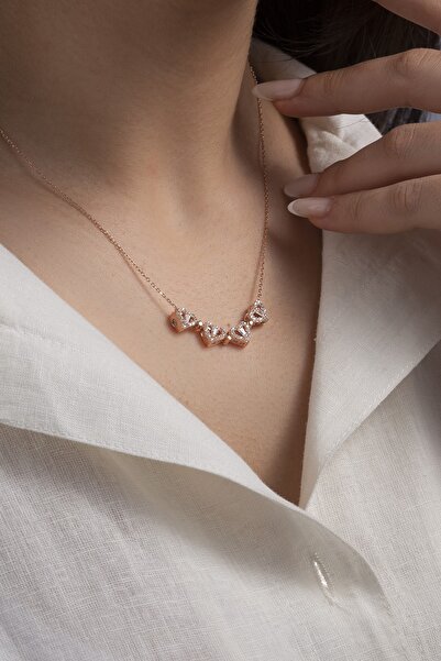 ESSARE 925 Ayar Gümüş Açılır Kapanır Mıknatıslı Baget Taşlı 4 Yapraklı Yonca Kolye