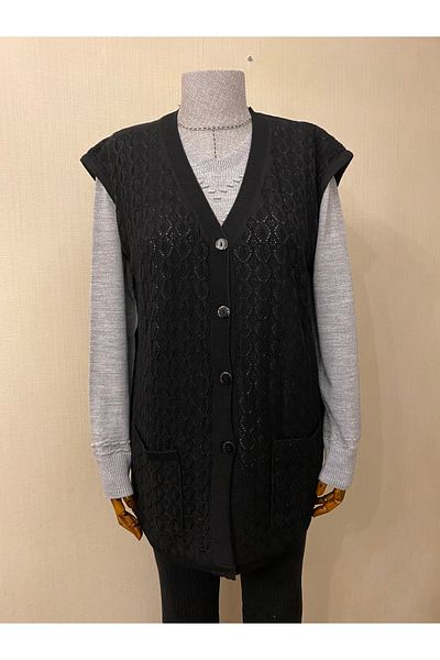 TEK Seasonal Mercerized Diamond Patterned Mother's Vest / Black