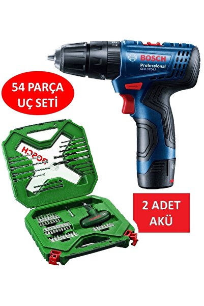 Bosch Darbeli Matkap Şarjlı Matkap Akülü Vidalama + 54 Parça Matkap Ucu Vidalama Ucu Tornavida Seti