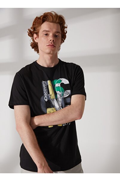 Discovery Expedition Bisiklet Yaka Baskılı Siyah Erkek T-shirt Maxım