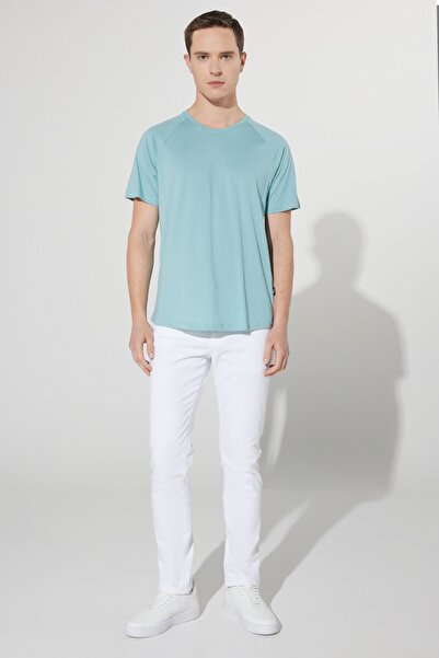 AC&Co / Altınyıldız Classics Tricou pentru bărbați Petrol Slim Fit Slim Fit din bumbac, cu decolteu, flexibil