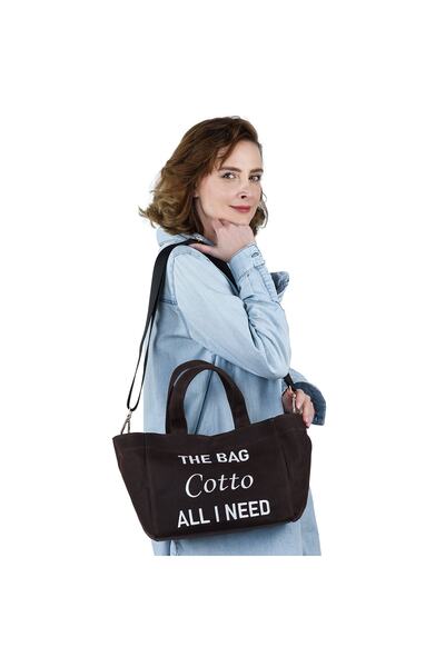 Cotto Shoes Koyu Kahverengi Mumlu Kanvas Kadın Çantası