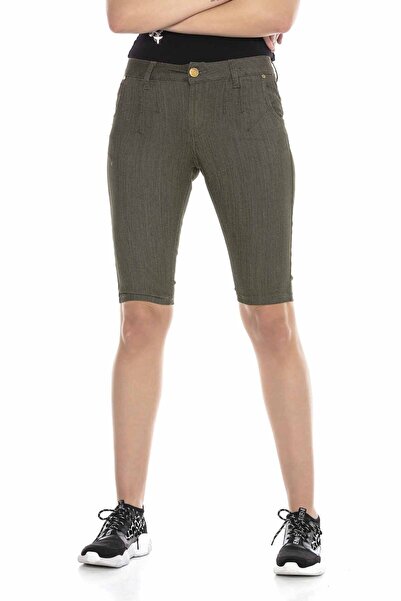 Cipo&Baxx Women's Khaki Long Shorts