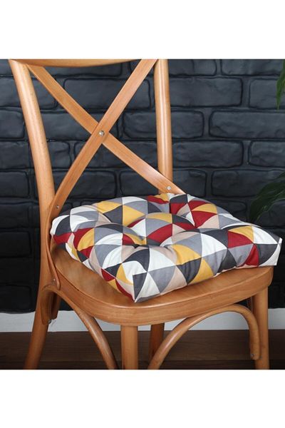 ALTINPAMUK Luxury Fluffy Triangle Mustard Chair Cushion Special Luxury Stitched Lace Up 40x40cm