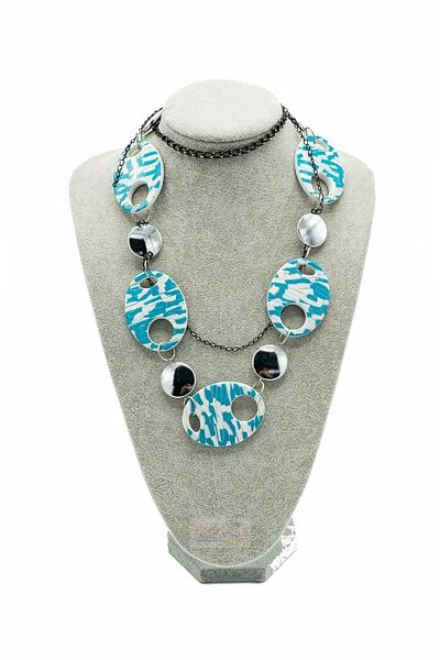 Dünyadan Hediyeler Malaysia Blue Metal Ethnic Necklace No:2