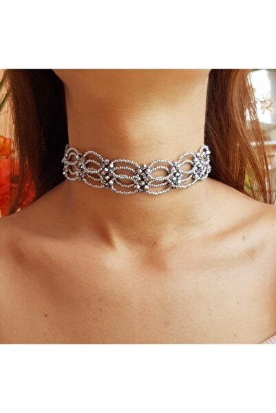 Handmade By HLY قلادة مطرقة مصنوعة يدويًا من الكريستال الفضي