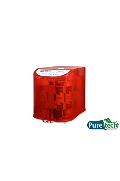 puretech Yakut Pompalı Şeffaf 6 Aşamalı Kapalı Kasa Tezgah Altı Su Arıtma Cihazı (KIRMIZI ŞEFFAF)
