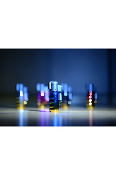 Hunter Mavi Sarı Çakmak Rüzgara Dayanıklı Bomba Çakmak