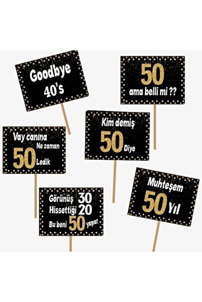 Partioutlet 50 Yaş Gold Konuşma Balonu 6 Adet
