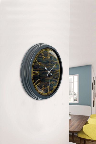 Kasva Concept Gift 40 cm Black Metal Roman Wall Clock