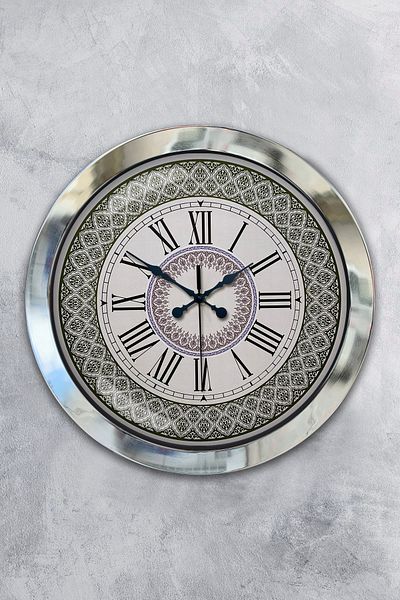 Kasva Concept Gift 36 cm Chrome Metal Roman Numeral Wall Clock