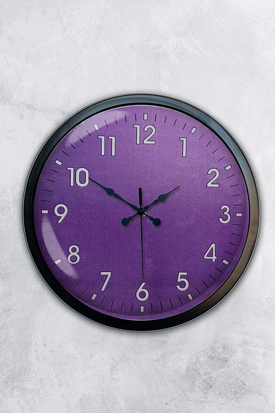 Kasva Concept Gift 40 Cm Black Metal Purple Wall Clock