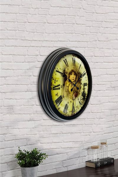 Kasva Concept Cadou 40 Cm Ceas de Perete pentru Bebeluş Metal Negru
