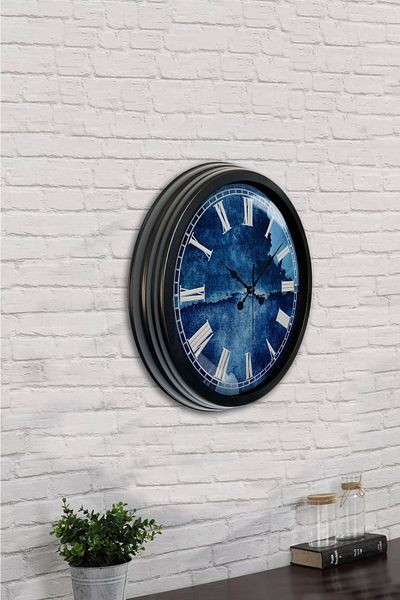 Kasva Concept 40 Cm Negru Metal Alb Ceas de Perete Cadou Roman
