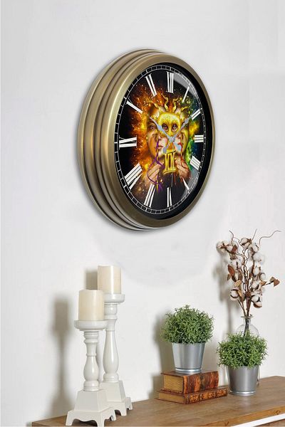 Kasva Concept Gift 40 cm Antique Metal Gemini Sign Wall Clock