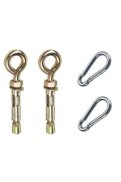 Genel Markalar 2 Adet Salıncak Hamak Asma Aparatı, Tavan Salıncağı Için Çelik Dubel 2 Adet Karabina Kanca