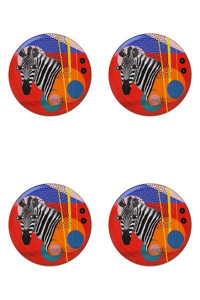 Porland Wild Life Zebra Flat Plate 28cm Set of 4