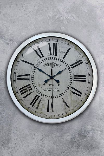 Kasva Concept 40 cm White Metal Roman Antique Wall Clock