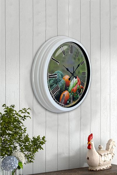Kasva Concept Ρολόι τοίχου κουζίνας 40 εκ. Λευκό Μεταλλικό