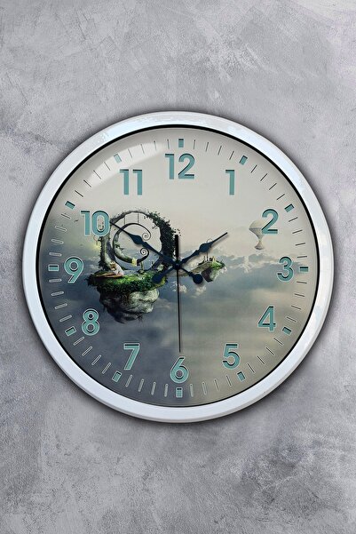 Platin Saat هدية ساعة حائط هواء معدنية بيضاء مقاس 40 سم