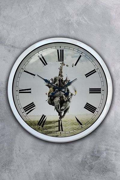Kasva Concept 40 cm White Metal Animal Kingdom Wall Clock