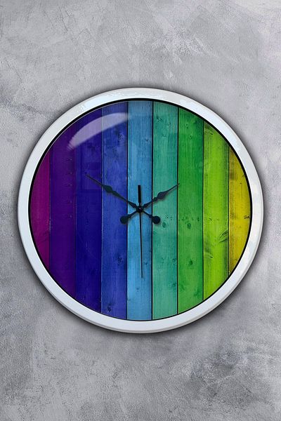 Kasva Concept Gift 40 cm White Metal Rainbow Wall Clock