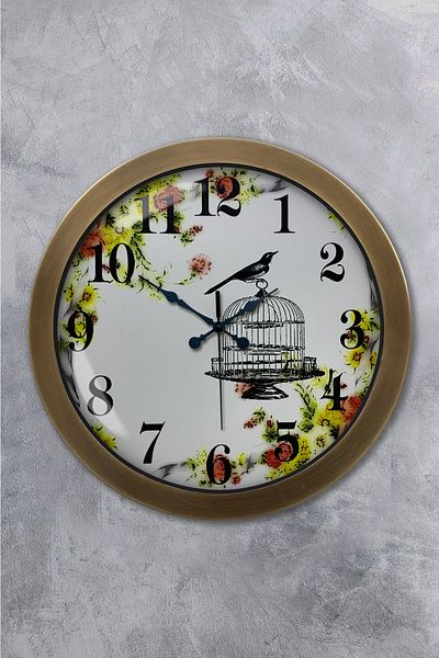 Kasva Concept Δώρο 36 εκ. Αντίκα Μεταλλικό Ρολόι Τοίχου Πουλιού