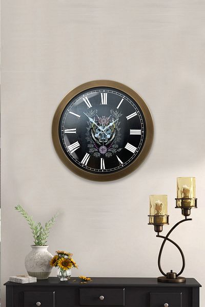 Kasva Concept Gift 36 Cm Tumbled Metal Wolf Wall Clock