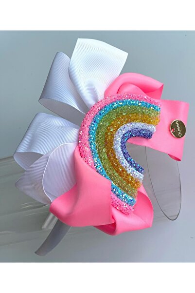 QUEEN AKSESUAR Special Design Colorful Glittery Sequin Shiny Rainbow Crown Slippers Set