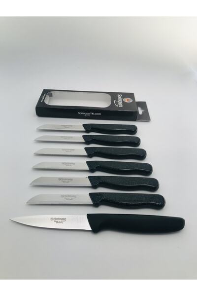 Solingen Siyah Simli 6 Adet Bıçak 1 Tırtıksız Doğrama Bıçağı