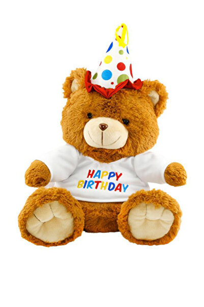 Neco Plush لعبة دب عيد ميلاد سعيد من القطيفة مقاس 40 سم - جالس من القطيفة