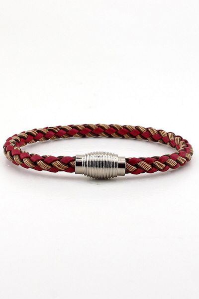 Solfera Men's Burgundy Brown Knitted Bracelet BT368