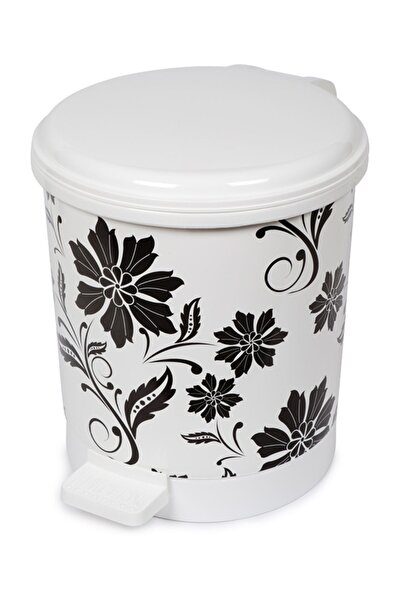 Bora Plastik 3 Litre Mono Tone Pedallı Çöp Kovası Çiçek Desenli No:0 - Bo196